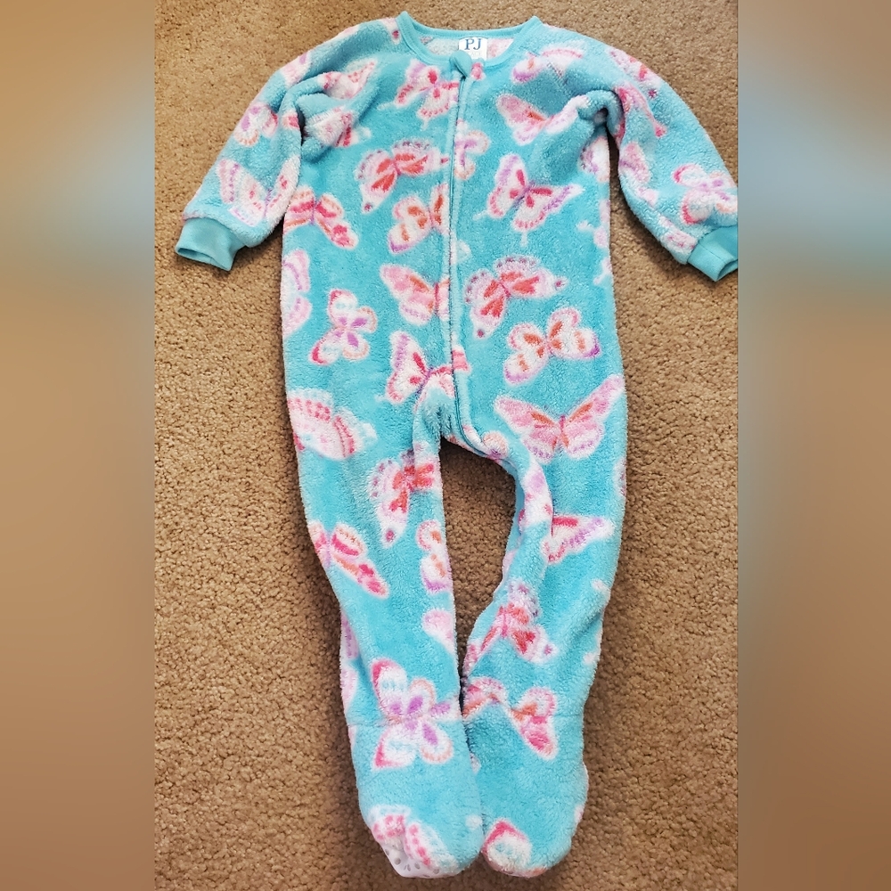 The Children's Place Teal Butterfly Footie Pajama